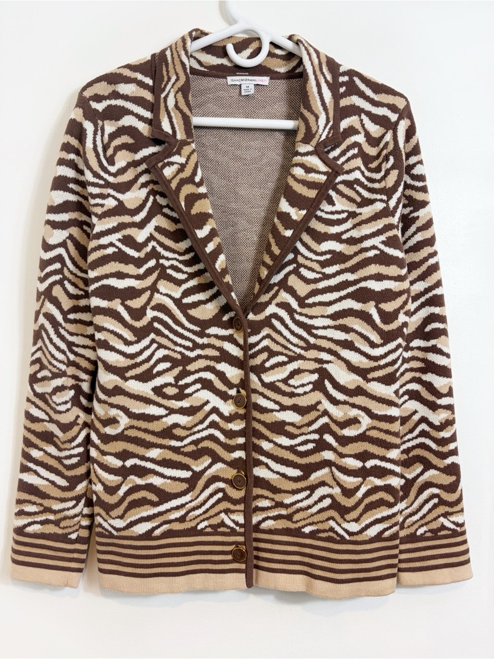 Issac Mizrahi LIVE Safari Brown Knit Blazer Cardigan Sweater
